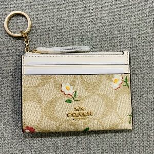 NWT Coach COACH Mini Skinny Id Case In Signature Canvas With Wild flowers